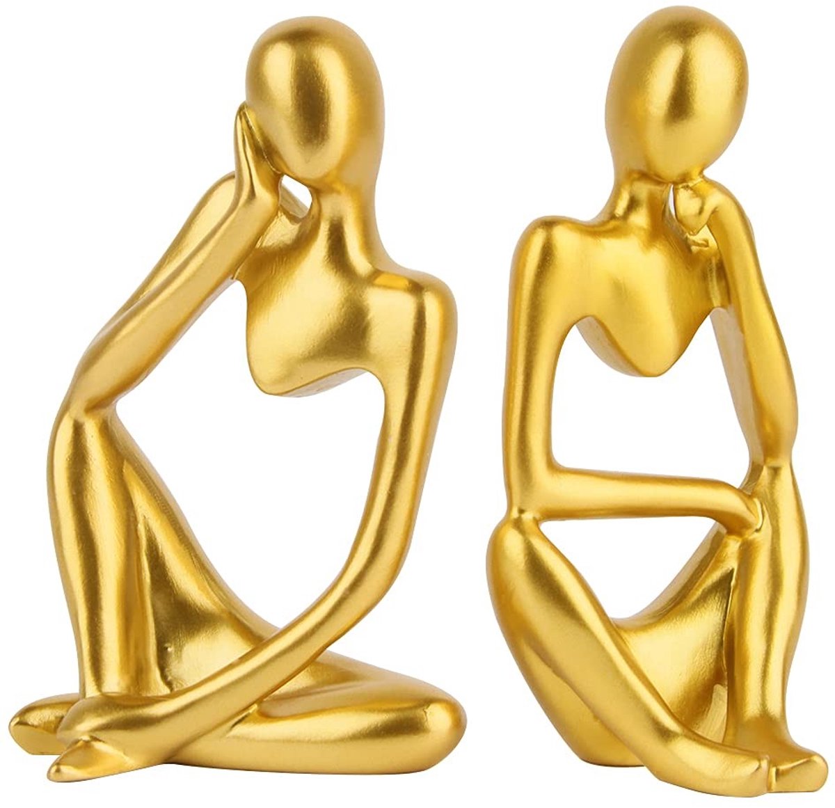 Dailygoods- Sculptuur Gouden Abstract - 2 Stuks Denker - Hars Beeld - Mini Figuren - Thuisdecoratie - Fijn Vakmanschap