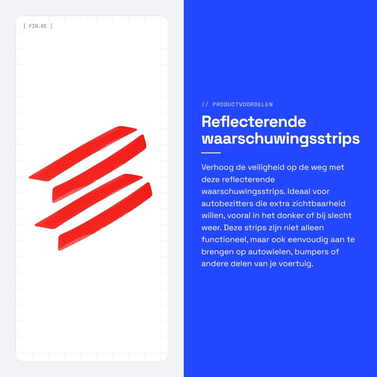Dailygoods- Waarschuwingsstrips 4 Stuks - Reflecterende Sticker - Veiligheidswaarschuwingsstrips - Waterdicht - Zelfklevend - Hoogwaardig PET - Reflectiestickers