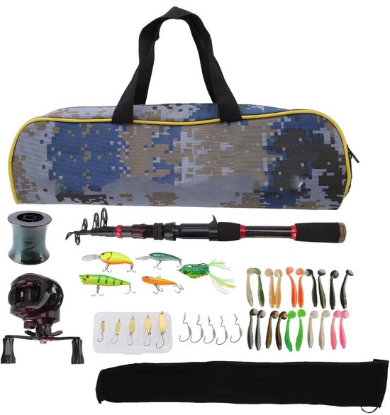 Dailygoods- Hengel Telescopisch - Hengel/haspel Combo - Draagbaar - Hengelopbergzak - Aas Accessoires - Geschikt voor zoutwater/zoetwater - Visset van Dailygoods — afbeelding 2