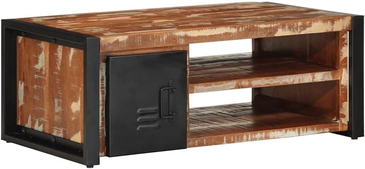Salontafel - Bijzettafel Koffietafel - Woonkamer Ontspanning - Robuust Industrieel Design - 90 x 50 x 36 cm - Meerkleurig