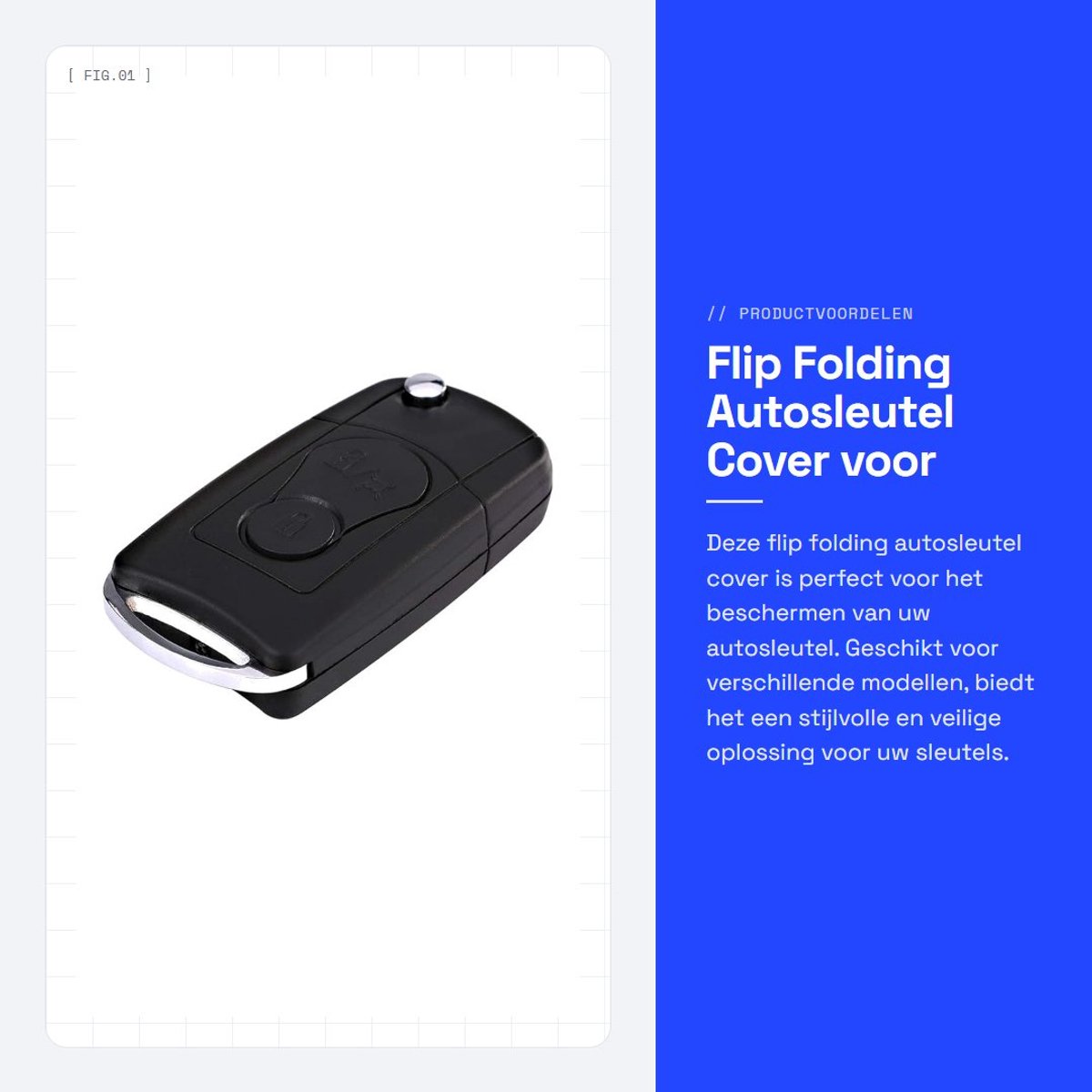 Dailygoods- Autosleutel Flip Folding - Autosleutel Hoesje - Antidiefstal - Behuizing - Beschermhoes - Geschikt voor Ssangyong - Sleutelhoes