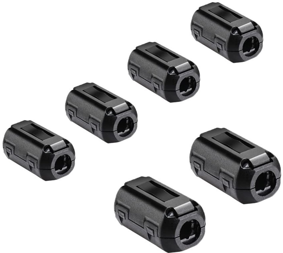 Dailygoods - 6 stuks clip-on ferrite ringenkern set - ruisonderdrukker - zwart - anti-interferentiefilter - ideaal voor kabels - 3,5 mm, 5 m...