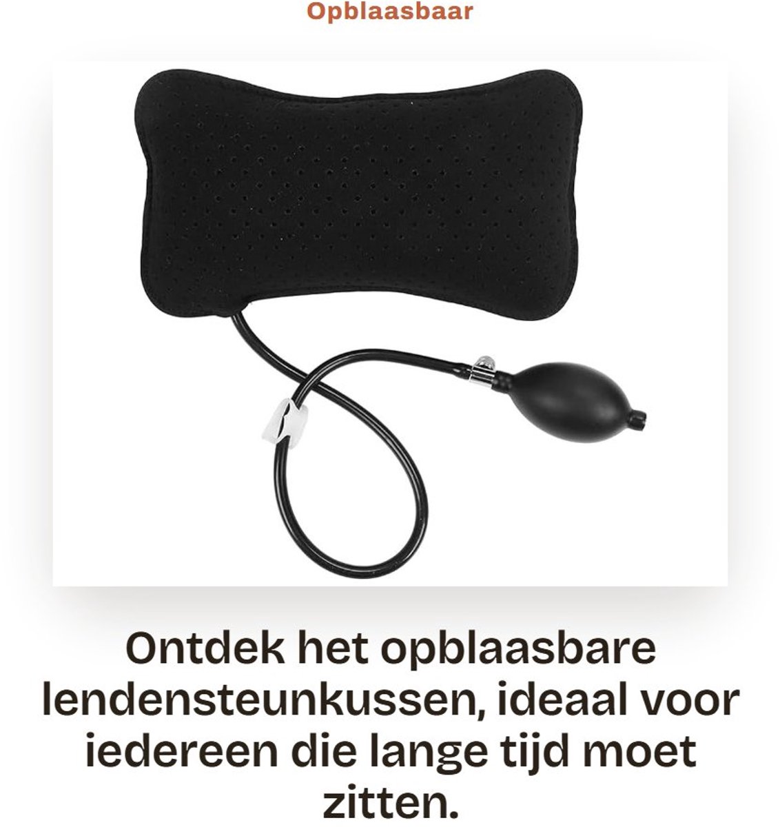 Dailygoods- Lendensteunkussen Draagbaar - Opblaasbaar - Wasbaar - Ademend - Stevig - Comfortabel - Rugkussen