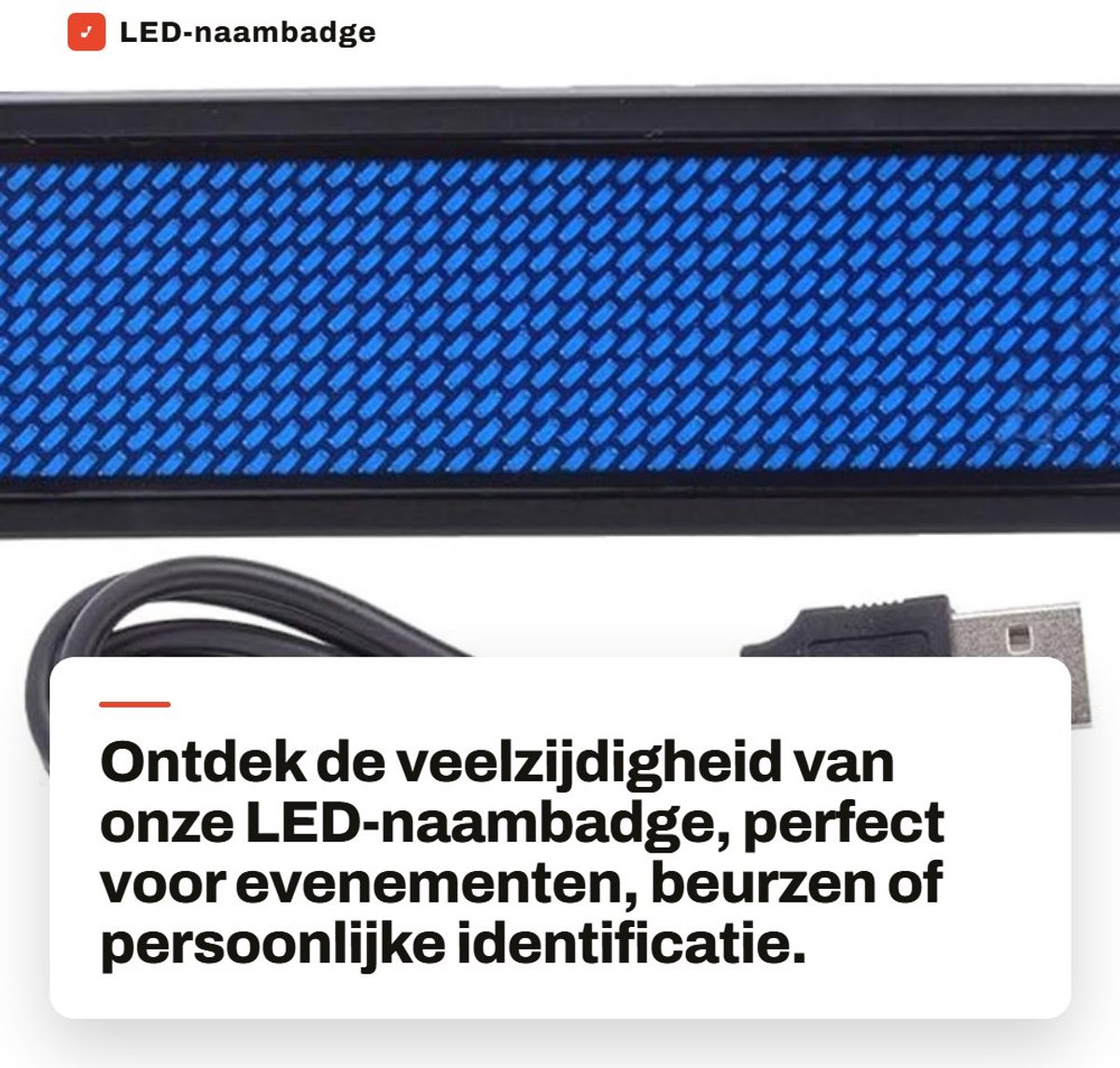 Dailygoods - LED-naambadge - Scrollende berichttag - Blauw - 4-tekentekenweergave - Perfect voor evenementen - Compact en lichtgewicht