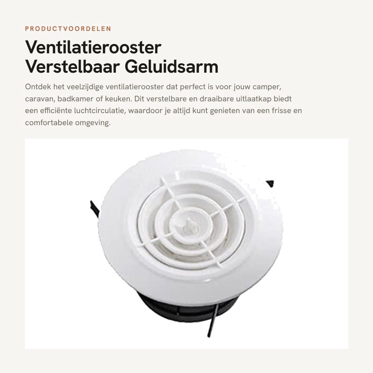 Dailygoods- Ventilatierooster Rond - 125 mm - Verstelbare Draaibare Uitlaatkap - Geluidsarm - Voor Camper/Caravan/Badkamer/Keuken - Luchtrooster
