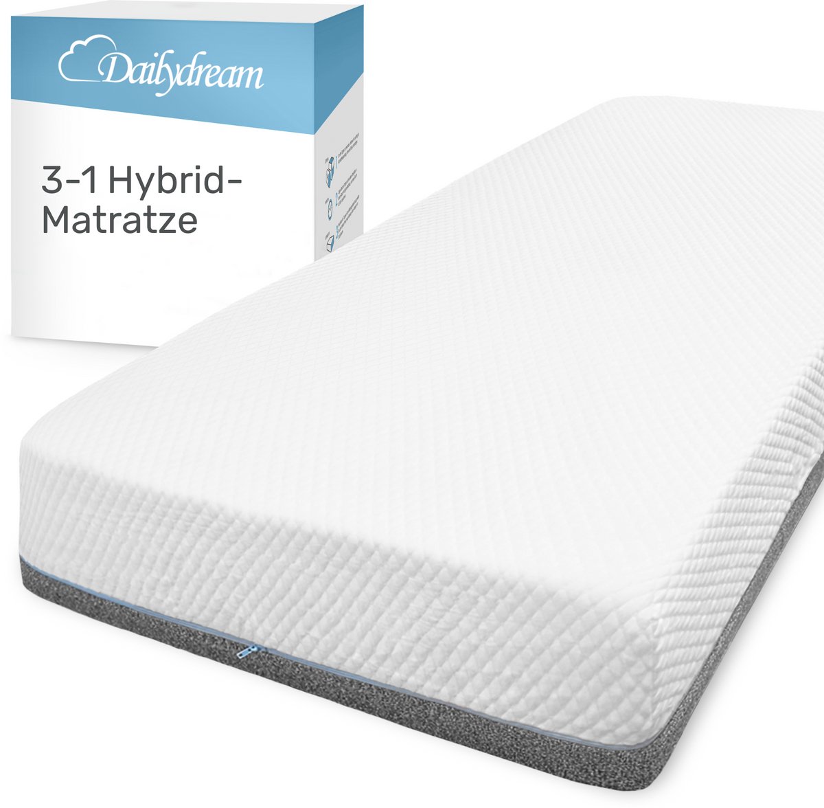 Dailydream | Hybride matras 3in1 met pocketveringkern, koudschuim en traagschuim 90x200x26cm | Pocketvering kern | Topmatras - Topper Matras - Topdekmatras