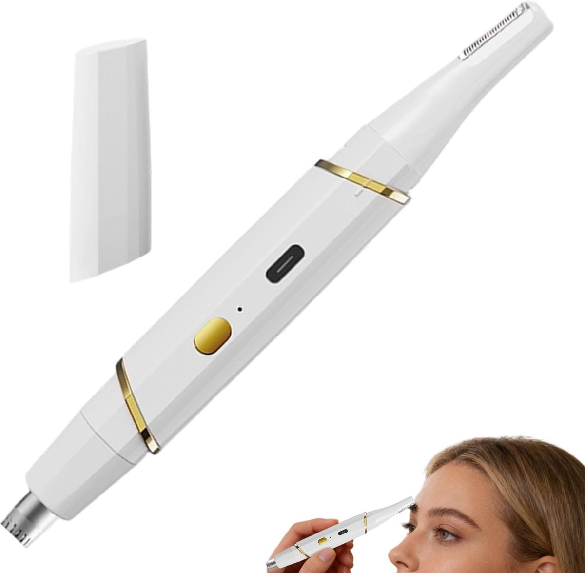 Wenkbrauwtrimmer Neus - Gezichtsverzorging Tool - Nauwkeurig Stylen - Dubbele Kop - 18 x 4 x 2 cm - Zwart