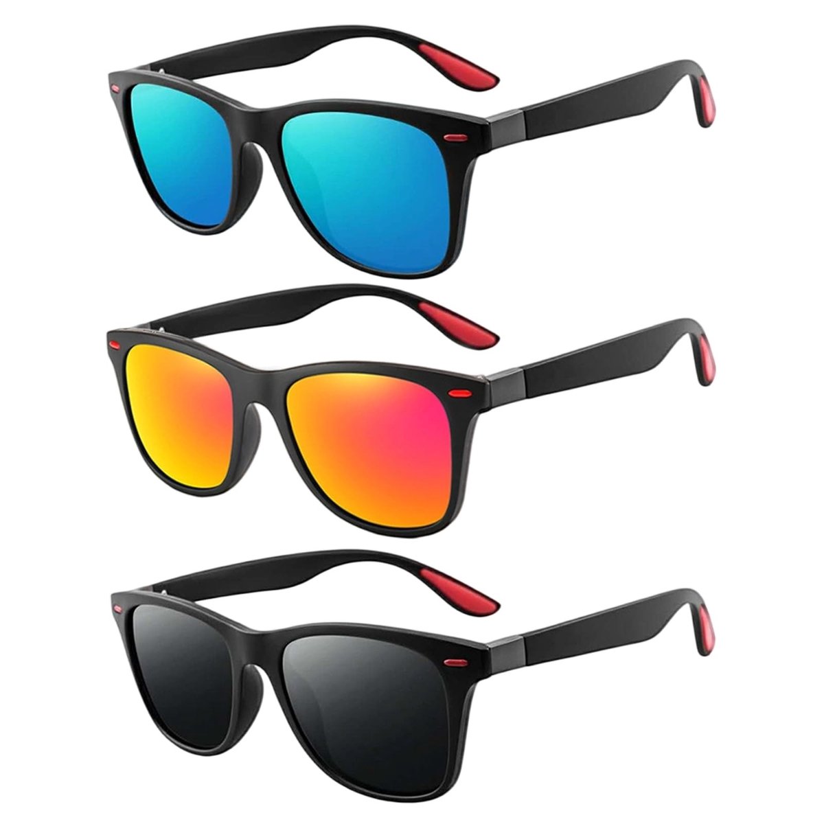 Dailygoods - 3 Paar Gepolariseerde Zonnebrillen voor Heren en Dames - UV400 Bescherming voor Activiteiten