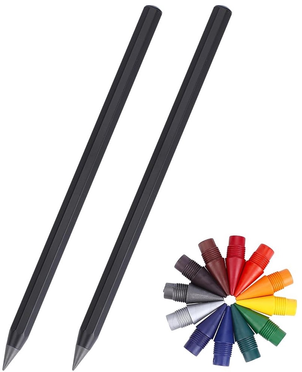 Dailygoods- Schrijfinstrument Duurzaam - Metalen Potlood - Vervangbare Penpunten - 24 Kleuren - Ergonomisch Ontwerp - Perfect voor Tekenen/Schetsen
