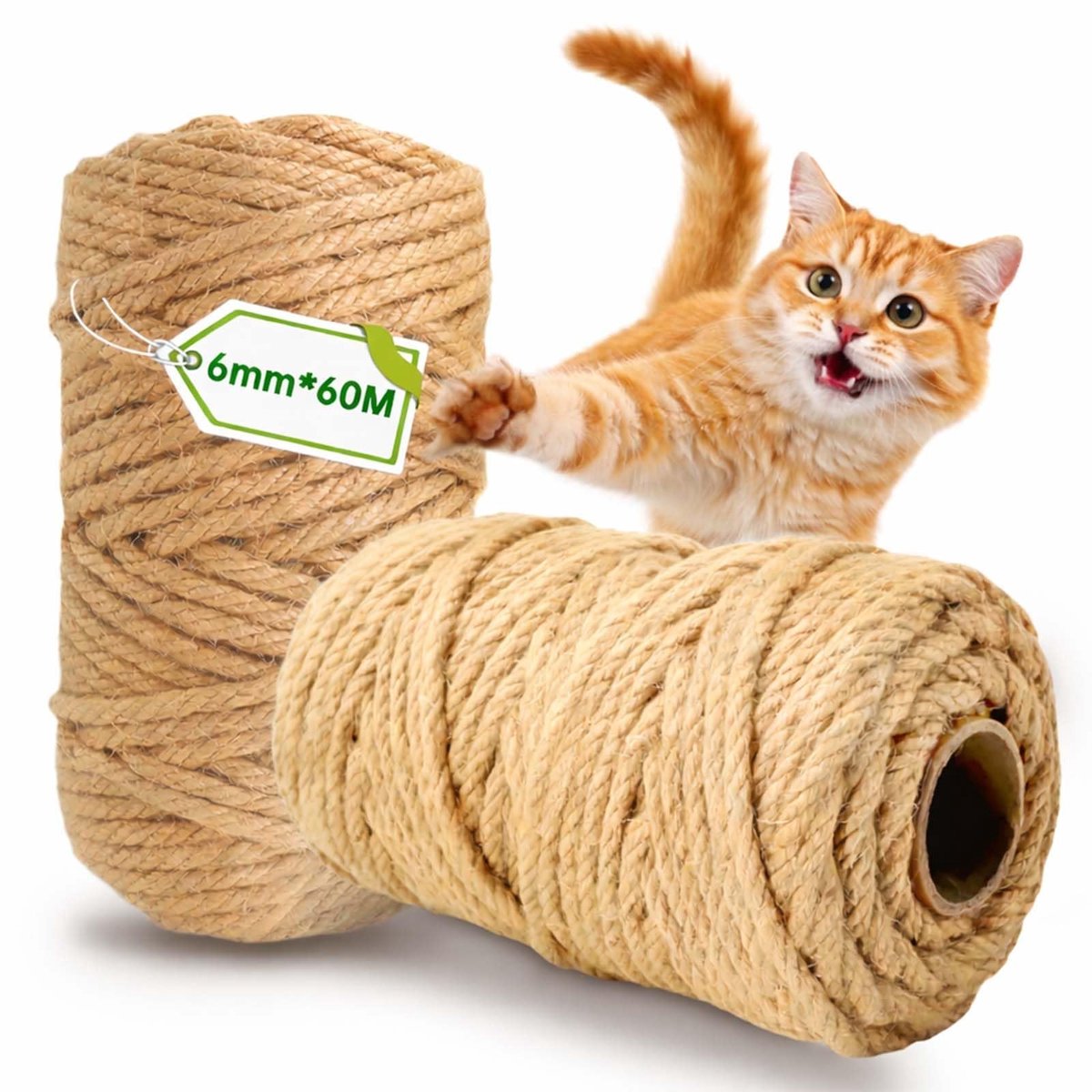 Dailygoods- Sisaltouw 6mm x 60m - Natuurlijk Sisaltouw - Krabpaal Touw - Henneptouw - Doe-het-zelf - Tuinieren - Krabtouw