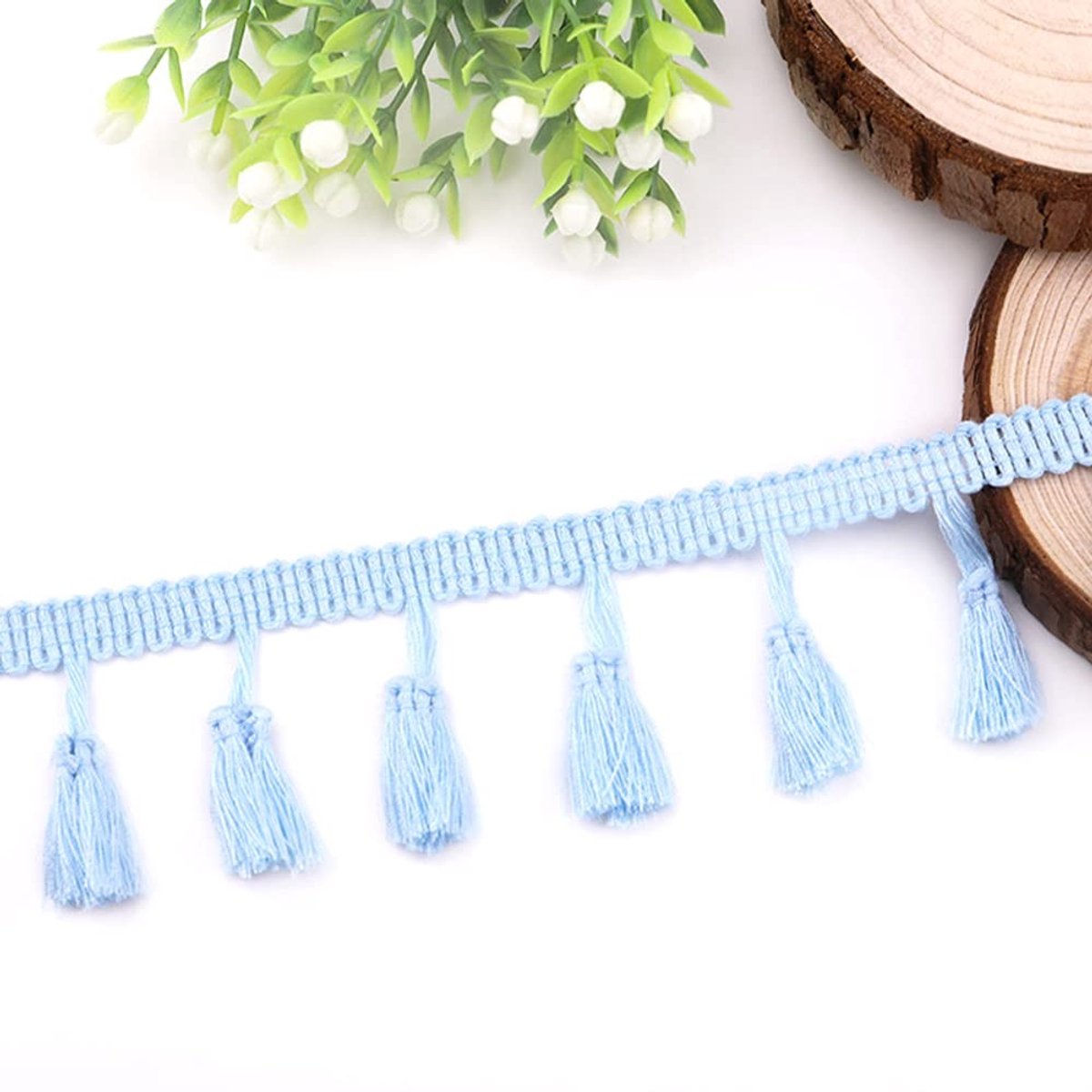 Dailygoods - Decoratief Kwastje Lint voor Naaien en Decoratie Lichtblauw