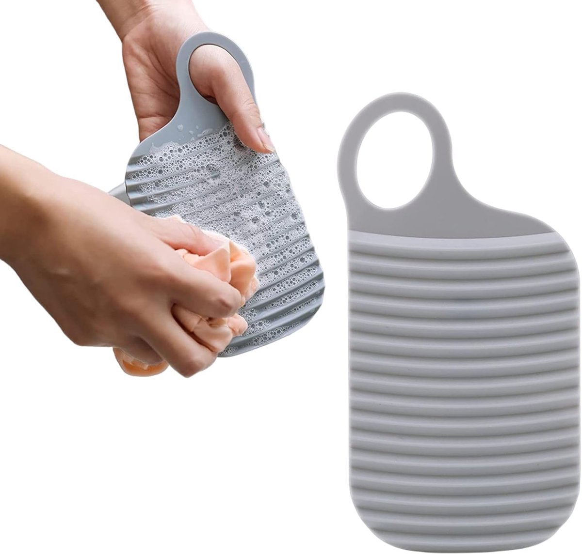 Hand Wash Board Mini Washboard Kleding Wassen Verdikt PE Materiaal 18.5 x 9.5 cm Grijs