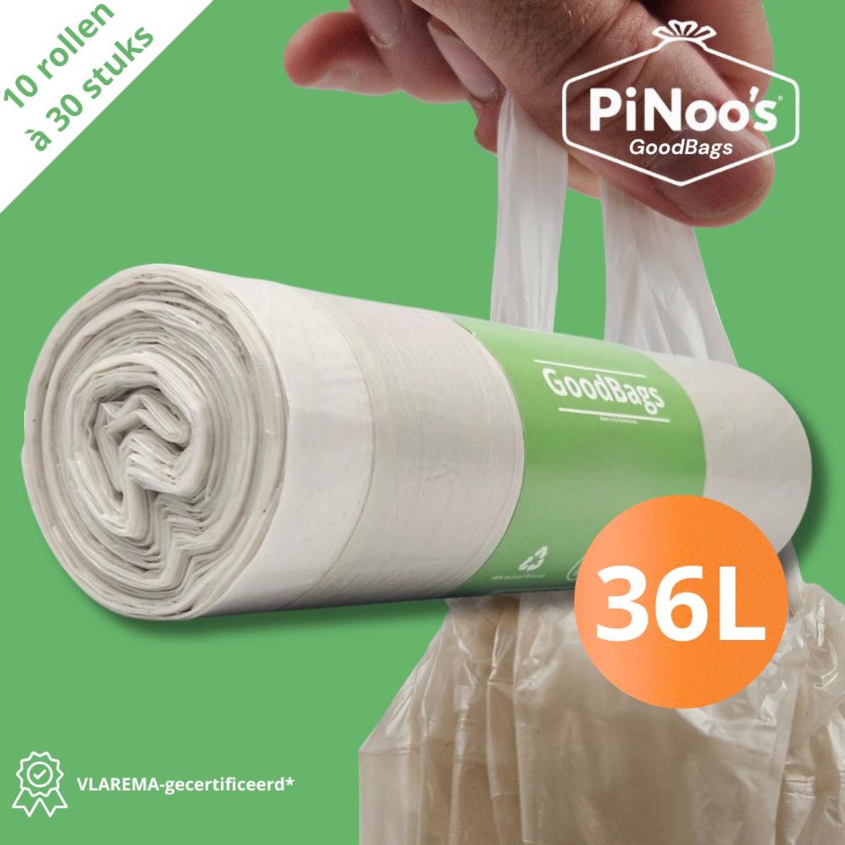 GoodBags 36 Liter | 300 zakken | Trekband | 100% Gerecycled LDPE | 27 My | 70×65 cm – Transparante Vuilniszakken 36 Liter, VLAREMA-proof, Geschikt voor Brabantia Vuilniszakken R, Geschikt voor Brabantia 36 liter