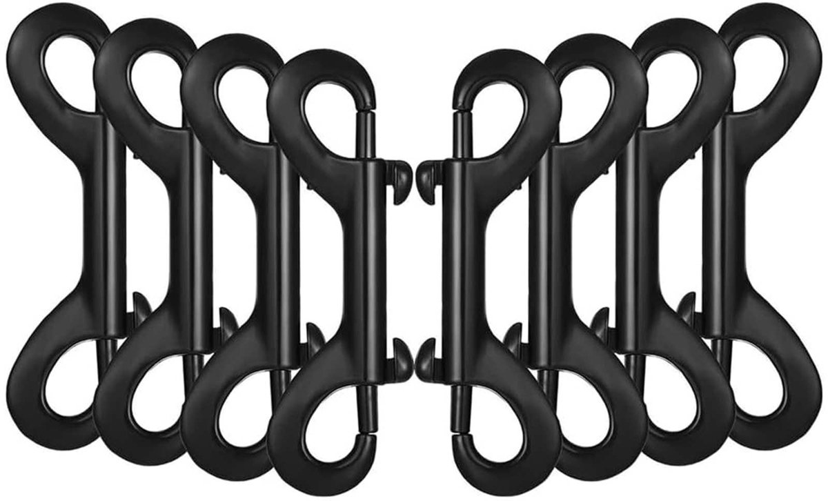 Dailygoods- Snap Haken Dubbelzijdig - Karabijnhaak RVS - Kreeftsluiting - 4 Stuks - Zwart - Stevig en Duurzaam