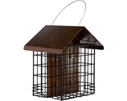 Vogelvoederhuis Dubbel - Voederstation - Vogels Voeren - Weerbestendig Dak - Twee Suet Cakes - Metaal