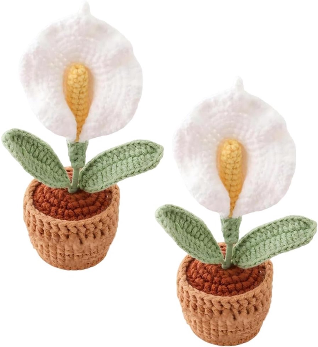 Gehaakte bloemen - Nep plantjes - Woonkamer decoratie - Handgemaakt ontwerp - 6 x 14 cm - 
