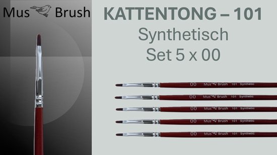 MusBrush Serie 101 - 5 x Nr. 00 - Kattentong - Schilderpenseel - Penselenset