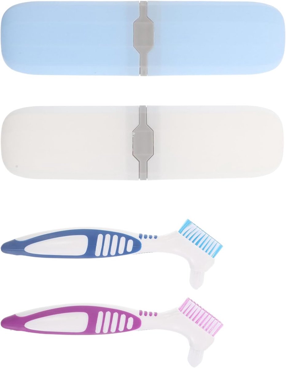 Reinigingsset Kunstgebit - Bewaarbox Beugel - Hygiënisch Opbergen - Quickdry Technologie - 20 x 5.5 x 3 cm - Diverse kleuren