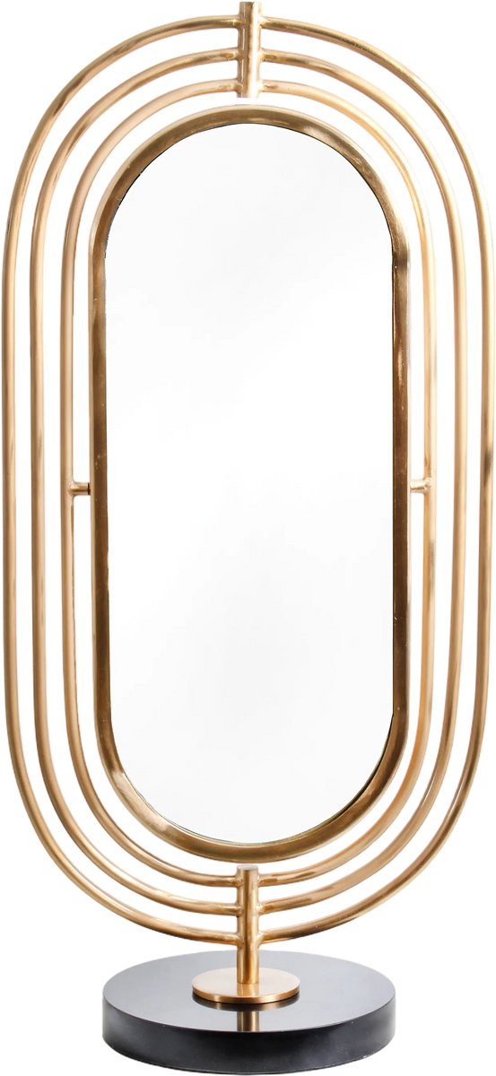 Mirror on black marble stand ANT.BRASS 36x20x72