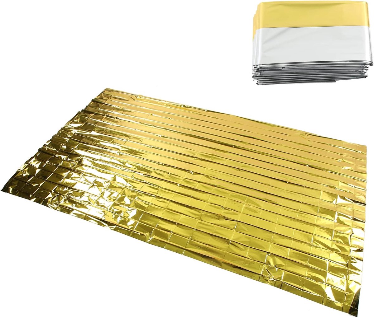 Nooddekens Reflecterend - Thermische Deken - Veldverkenning - Waterdicht & Isolerend - 160x210cm 3 Stuks - Goud/Zilver