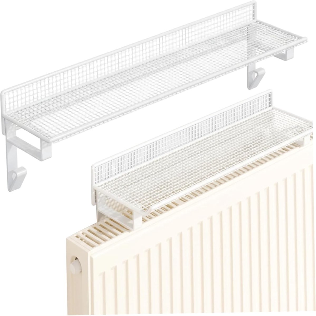Radiatorrek - Opbergplank - Ruimte Besparen - Gereedschapsloze Montage - 40 x 20 x 16 cm - Wit