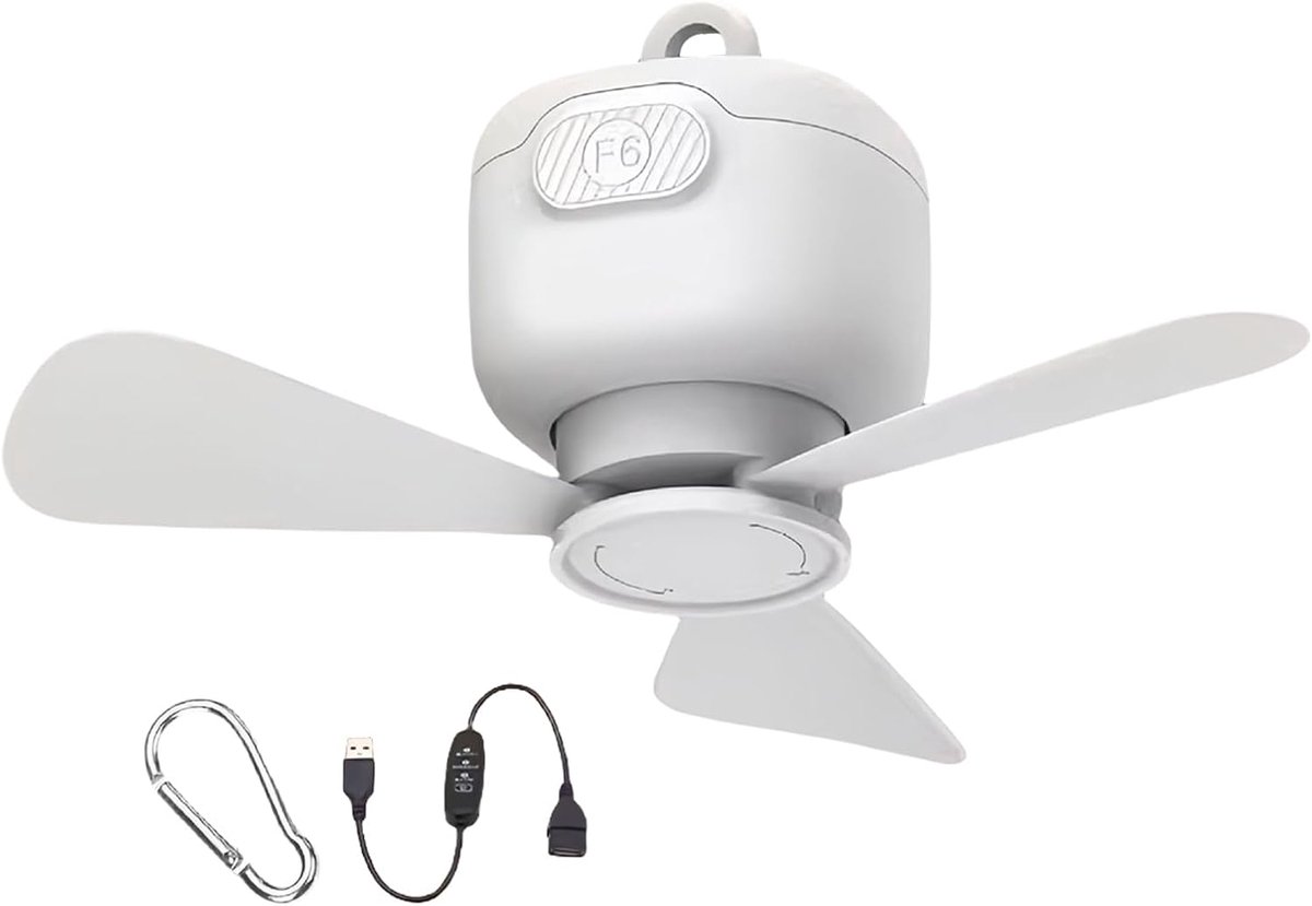 Plafondventilator - Draagbare Ventilator - Buiten Ventileren - Draadloze Afstandsbediening - 25 cm - Wit