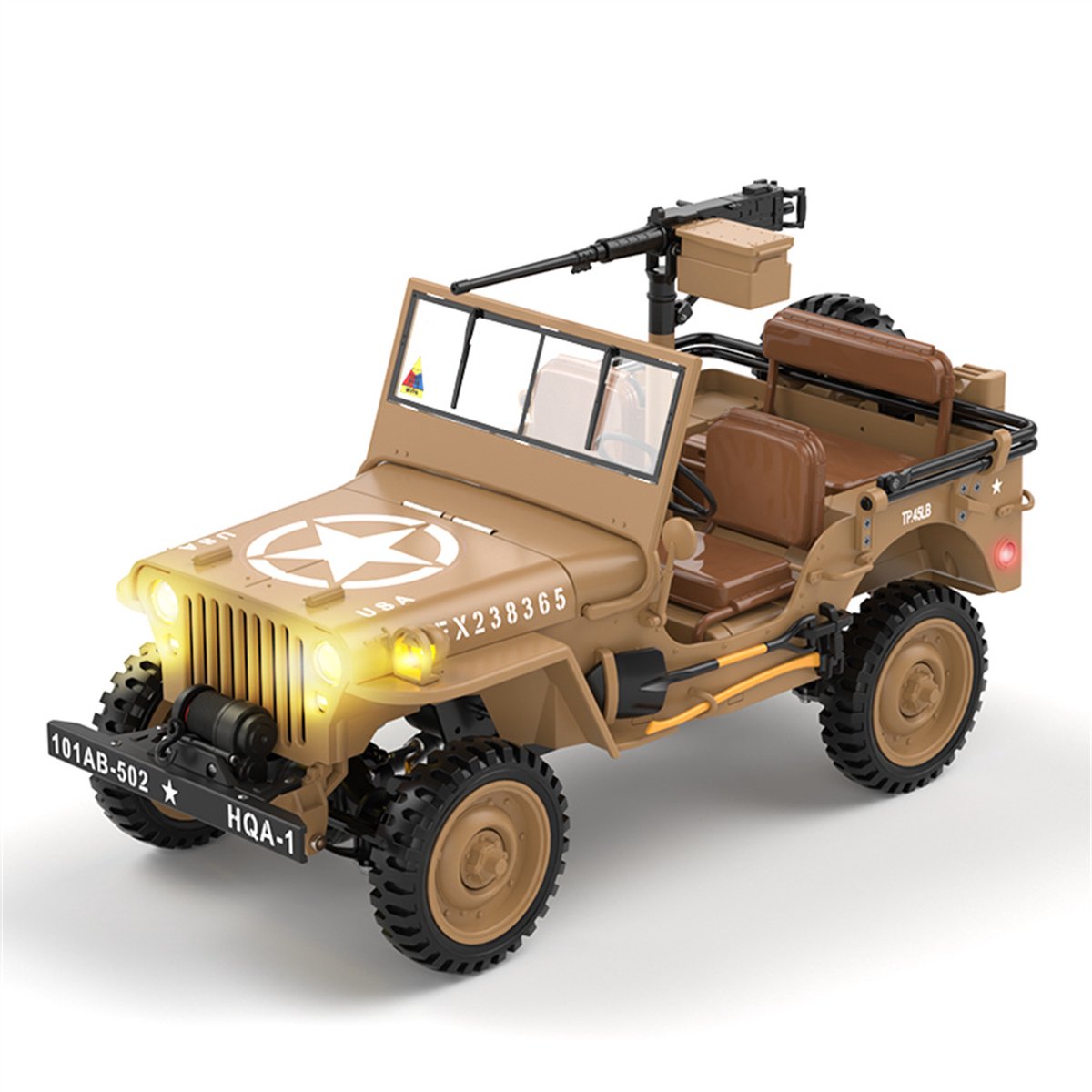 HG TRASPED HG4-58 RC Militair Voertuig 1:14 – 4WD Offroad Jeep met 2-Versnellingsbak, Elektrische Lier, LED-verlichting & Motorsound