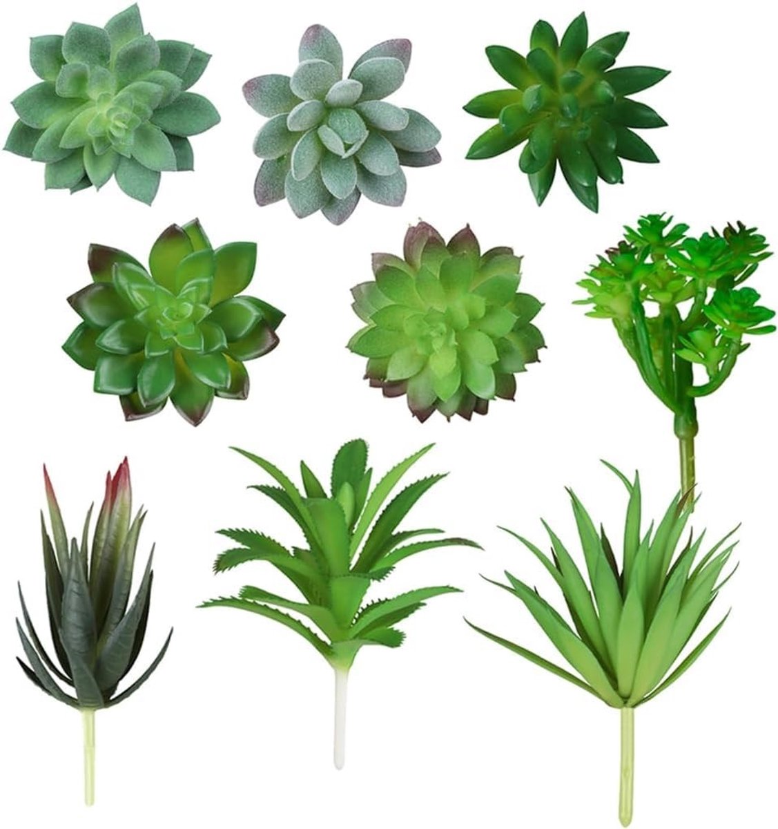 Dailygoods- Kunstvetplanten 9 stuks - Decoratieve Nepplanten - Kunstplanten voor Binnen - 
