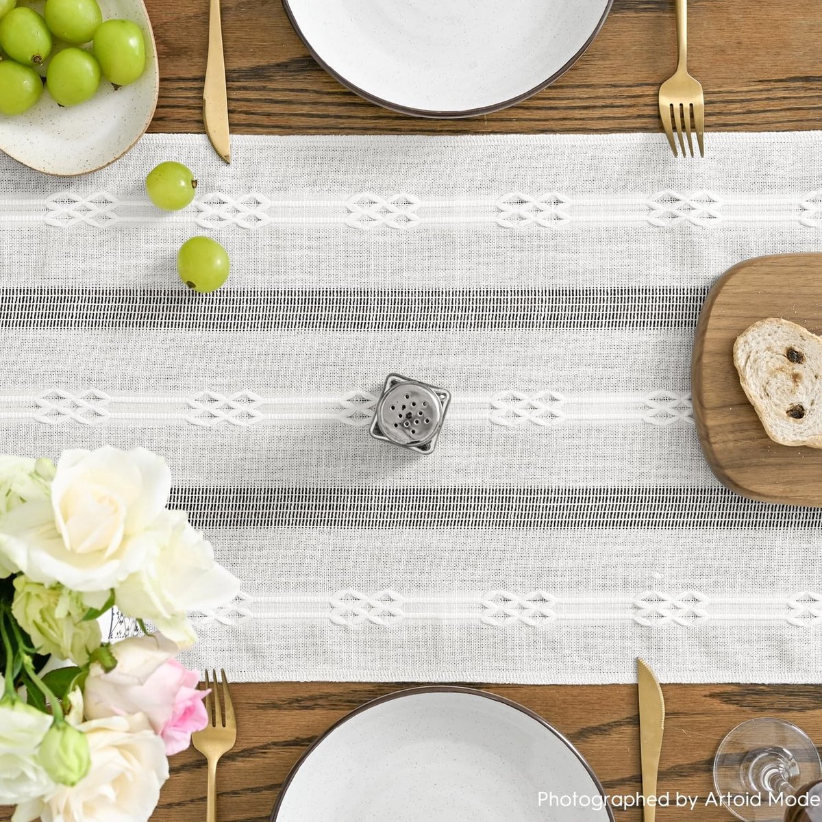 Dailygoods - Witte Rustieke Tafelloper 33x183 cm voor Eettafel