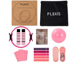 Plexis Pilates Set 14-delig - Yoga, Bal, Ring & Weerstandsbanden - Roze