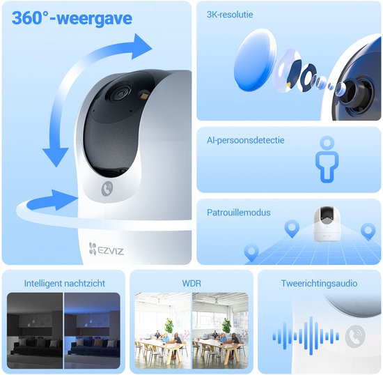 EZVIZ C6N G1 3K - Wifi Beveiligingscamera Binnen - Smart Color Nachtzicht met Licht - Menselijke Vormdetectie - Automatische Patrouillemodus - Tweerichtingsgesprekken - Fysieke Privacy - WDR - Indoor Camera van EZVIZ — afbeelding 5