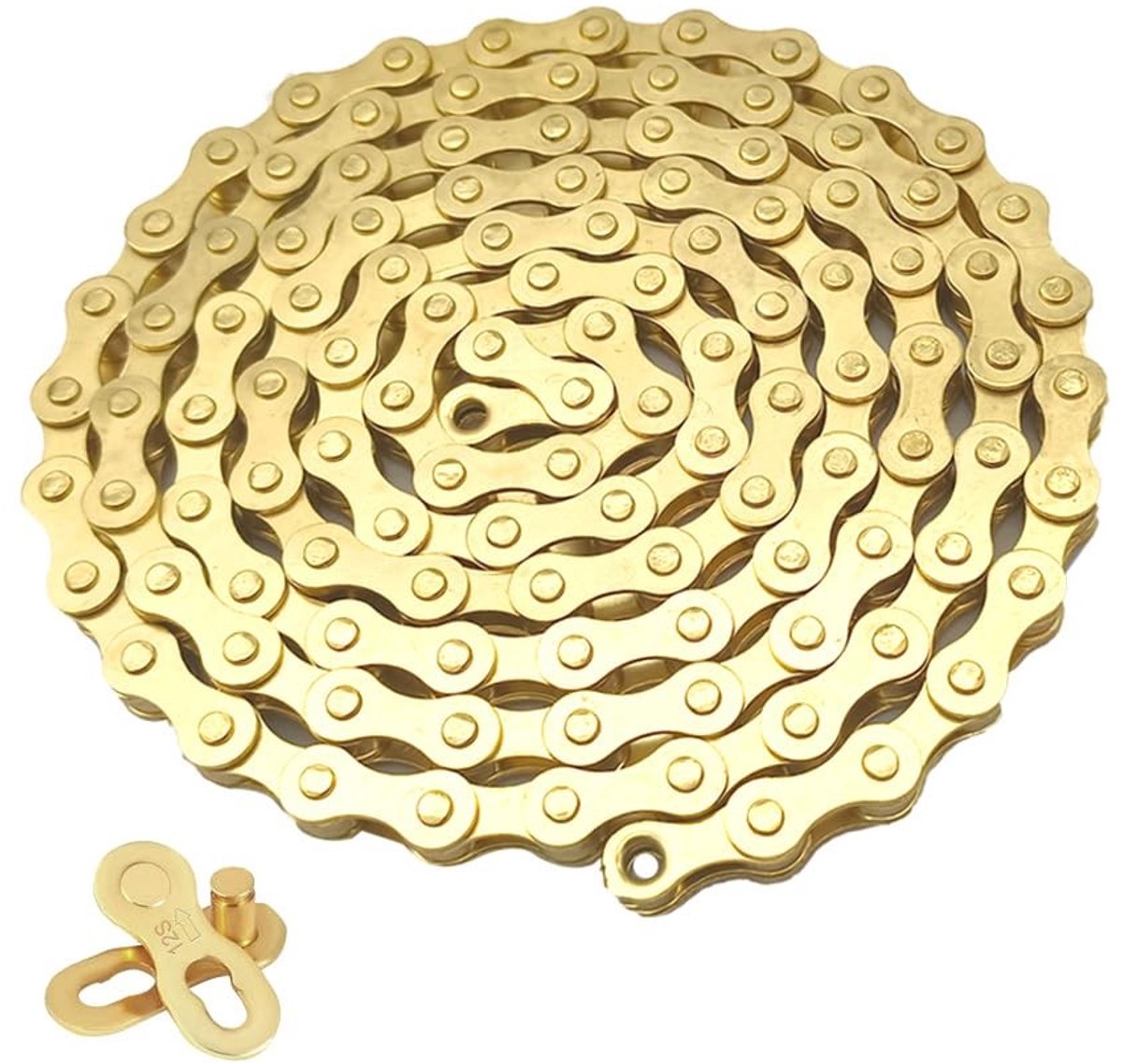 Dailygoods - Fietsketting met 12 versnellingen, 1/2 x 11/128 inch, 116 schakels, fietsketting, met 12 versnellingen fietsketting connector (goud)