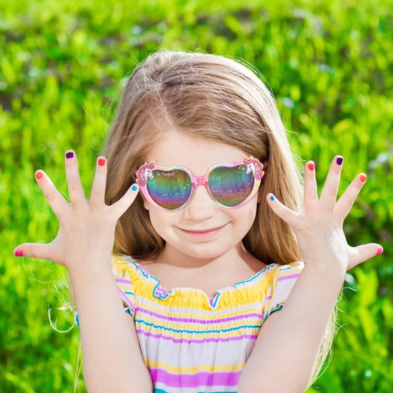 Dailygoods- Zonnebril Kind - 3 Paar Eenhoorn Zonnebrillen - UV400 Bescherming - Hoogwaardig Kunststof - Perfect voor Buitenactiviteiten - Geschikt voor 3-10 Jaar - Kindersunglasses van Dailygoods — afbeelding 4