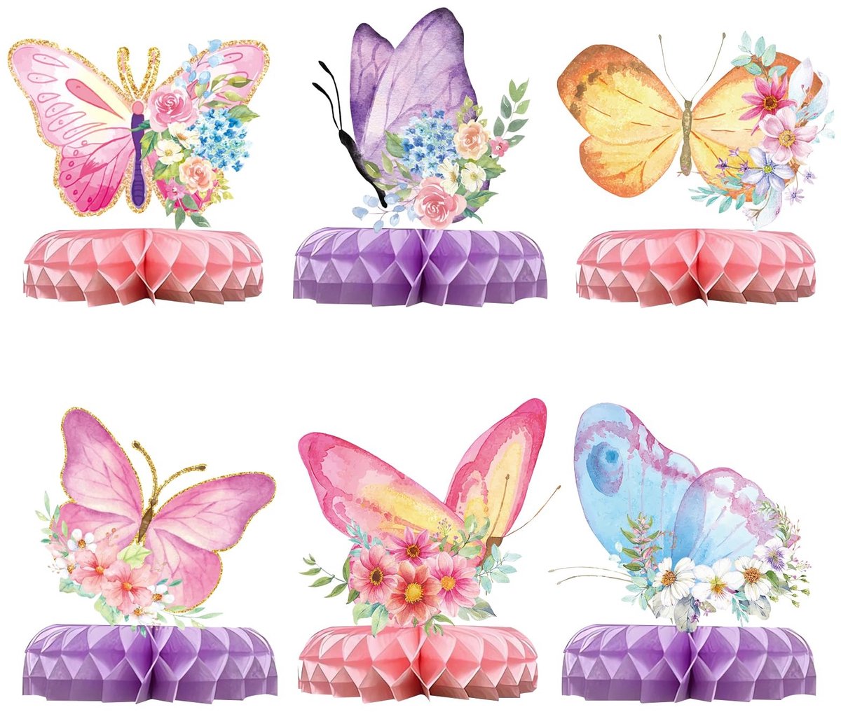 Dailygoods- Tafeldecoratie 12 Stuks - Verjaardag - Vlinderdecoratie - Honingraatvorm - Thema Feest - Afmetingen 21 x 19 x 2 cm - Feestdecoratie