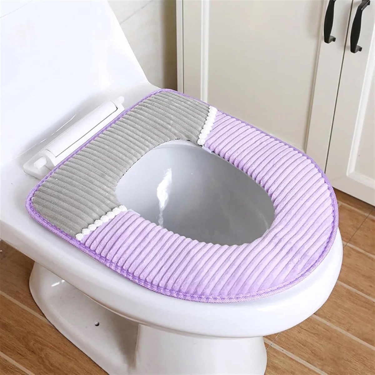 Toiletstoelhoes - WC-mat Kussen - Zachte Zitting - Verdikt & Wasbaar - Universeel - Paars