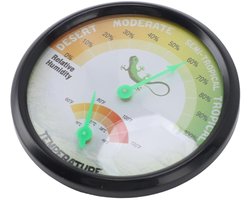Mechanische Thermometer Hygrometer - Wijzerplaat Meter - Reptielen Terrarium - Hoge Precisie Analoog - 74mm Diameter - Zilverkleurig