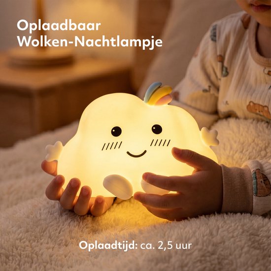 Deryan Wolken Nachtlamp Baby - Kinderlamp Oplaadbaar - Dimbare Bedlamp van deryan — afbeelding 4
