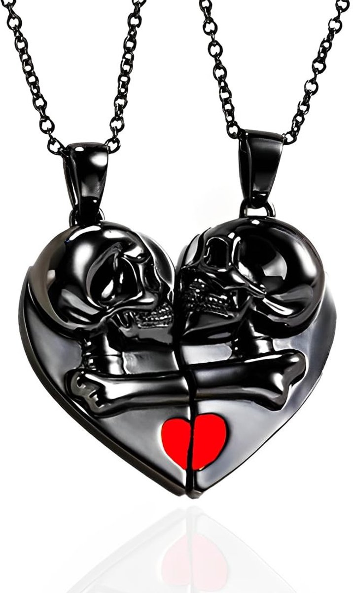 Dailygoods- Doodshoofd-halsketting 2 stuks - Halloween-halsketting - Gothic/halsketting - Biker-halsketting - Punk-halsketting - Hoogwaardige materialen