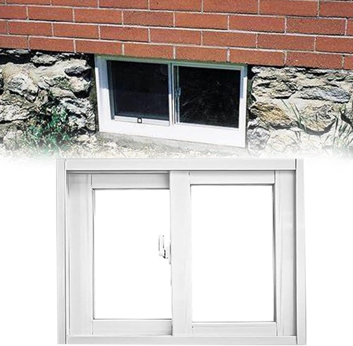 Schuifraam met Glas - Keldervenster Schuurraam - Ventilatie en Licht - Gehard Glas Ingebouwd Scherm - 5cm Kozijn 4mm Glas