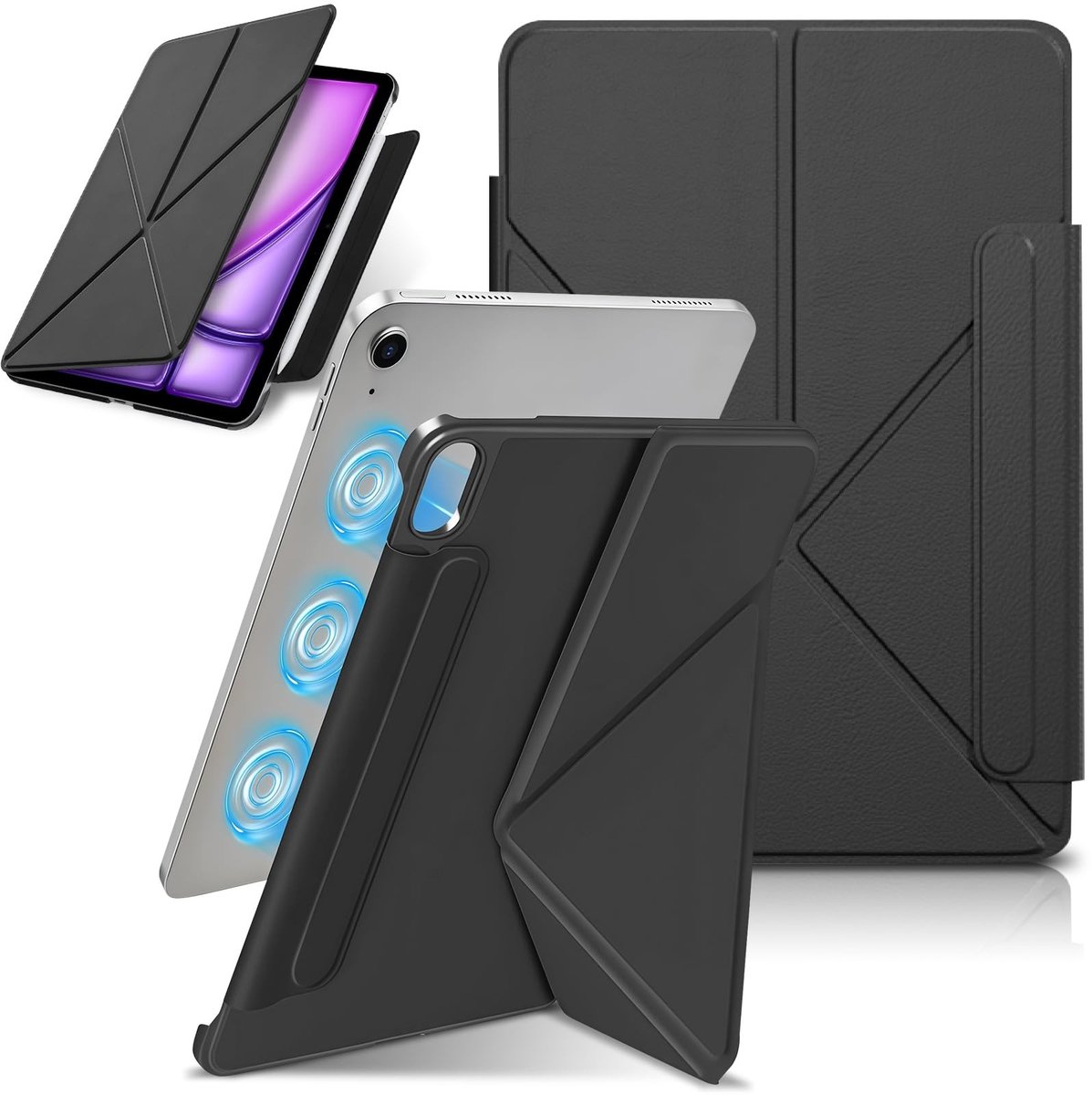 Dailygoods - Hoes voor iPad Air 11 inch 2025 M3/M2, iPad Air 7/6/5/4 hoes, slanke stootvaste beschermhoes, sterke magnetische bevestiging, meerdere standhoeken, automatische bewaken/slapen en opladen