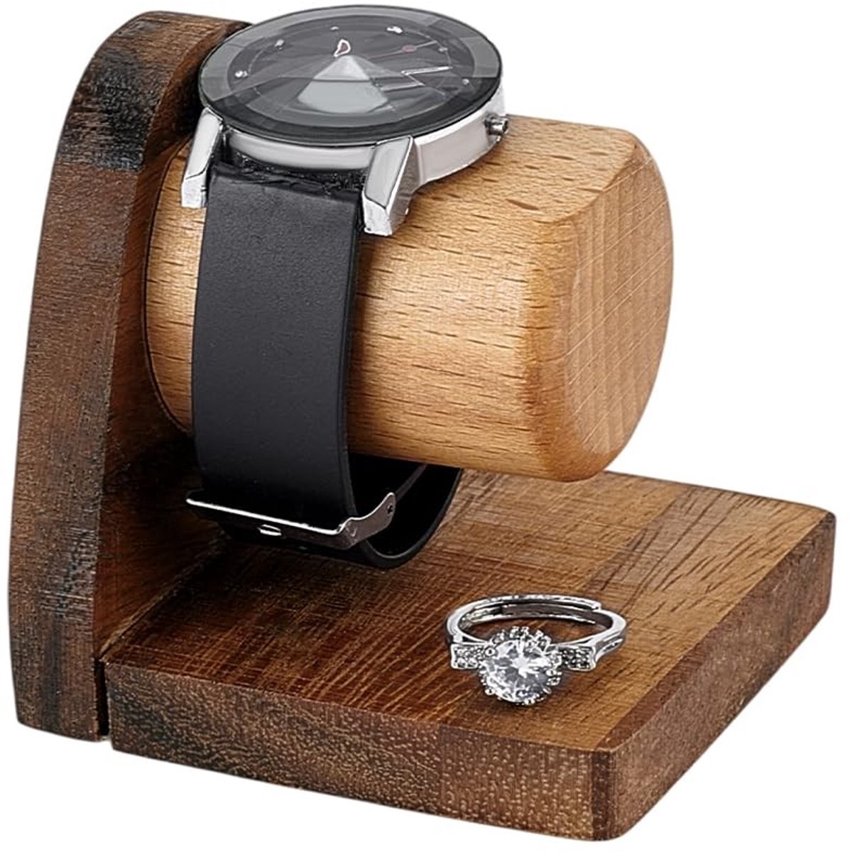 Dailygoods- Horlogestandaard Houten - Sieradenhouder - Sieradenstandaard voor Armbanden/Kettingen - Organizer - Retail Display - Afmetingen 7,35x7,2x2,83 cm