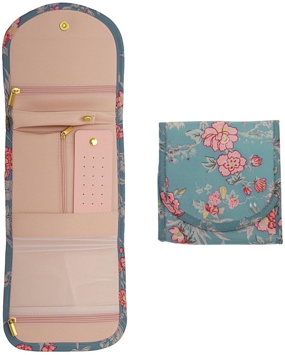 Dailygoods- Sieradenorganizer voor onderweg - Sieradenopslag - Reisaccessoire - Ringhouder/Oorbelpaneel - Zichtbaar vak met ritssluiting - Gevoerd ontwerp voor bescherming - Sieradenetui