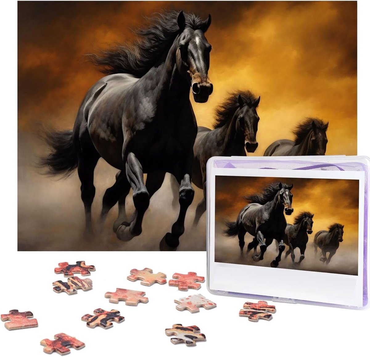 500 stukjes puzzel - Legpuzzel volwassenen - Ontspanning thuis - Inclusief poster - 51.8 x 38 cm - Paardenprint