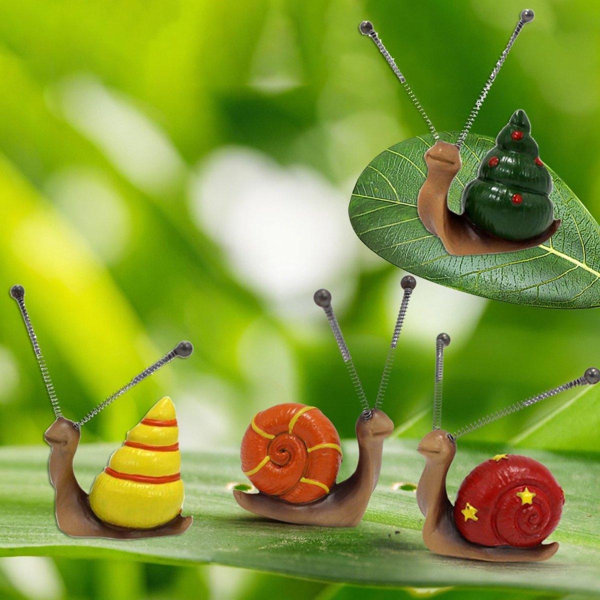Dailygoods- Tuinslakken Decoratie - Set van 4 Hars Tuinslakken - Tuinbeelden voor Buiten - Dieren Ornamenten - Weerbestendig - Unieke Persoonlijkheid - Tuindecoratie