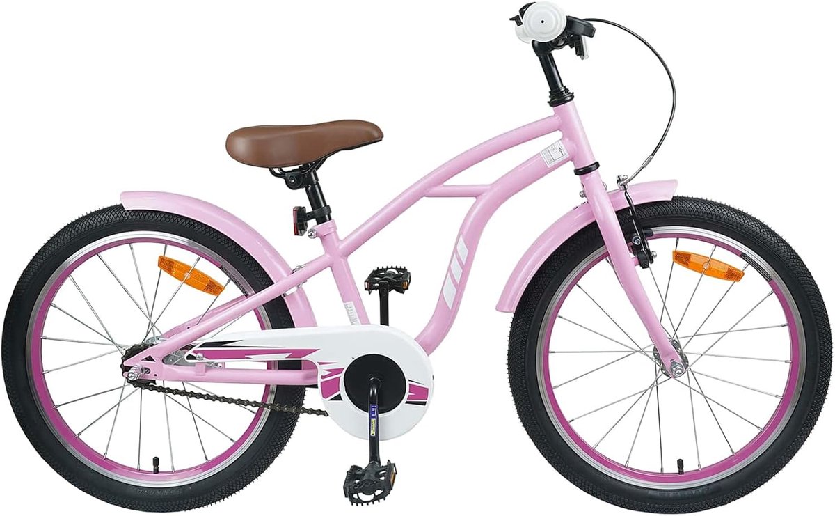 Kinderfiets - Jongensfiets Meisjesfiets - Fietstraining en Ontwikkeling - Robuust Stalen Frame - 18 inch - Lichtroze