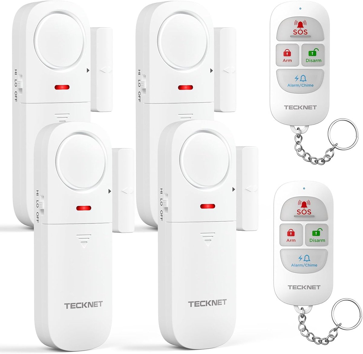 Raamalarm Set - Deuralarm - Inbraakbeveiliging Thuis - 4 Functiemodi - 4 Stuks - Wit