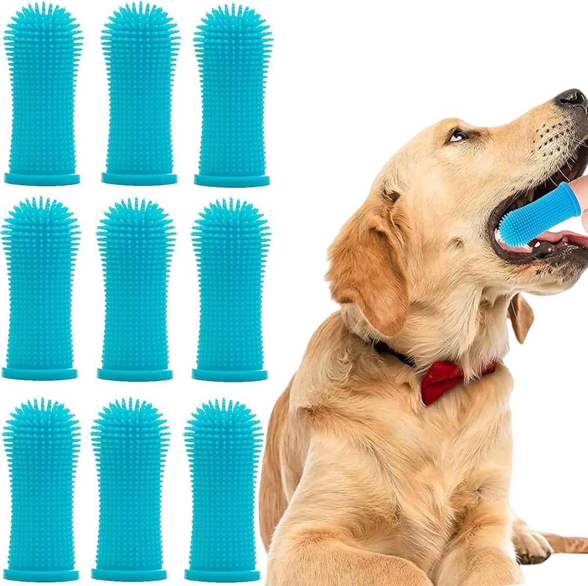 Siliconen Tandenborstel voor Huisdieren - 360 Graden Tandenpoets Set voor Honden en Katten - 10 Stuks