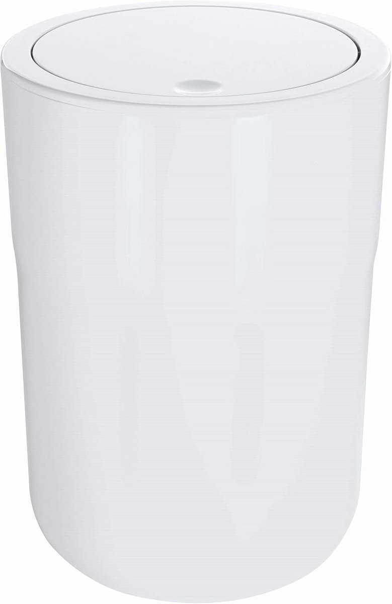 Prullenbak - Afvalbakje - Badkamer Organisatie - Draaiend Deksel - 5 Liter - Wit