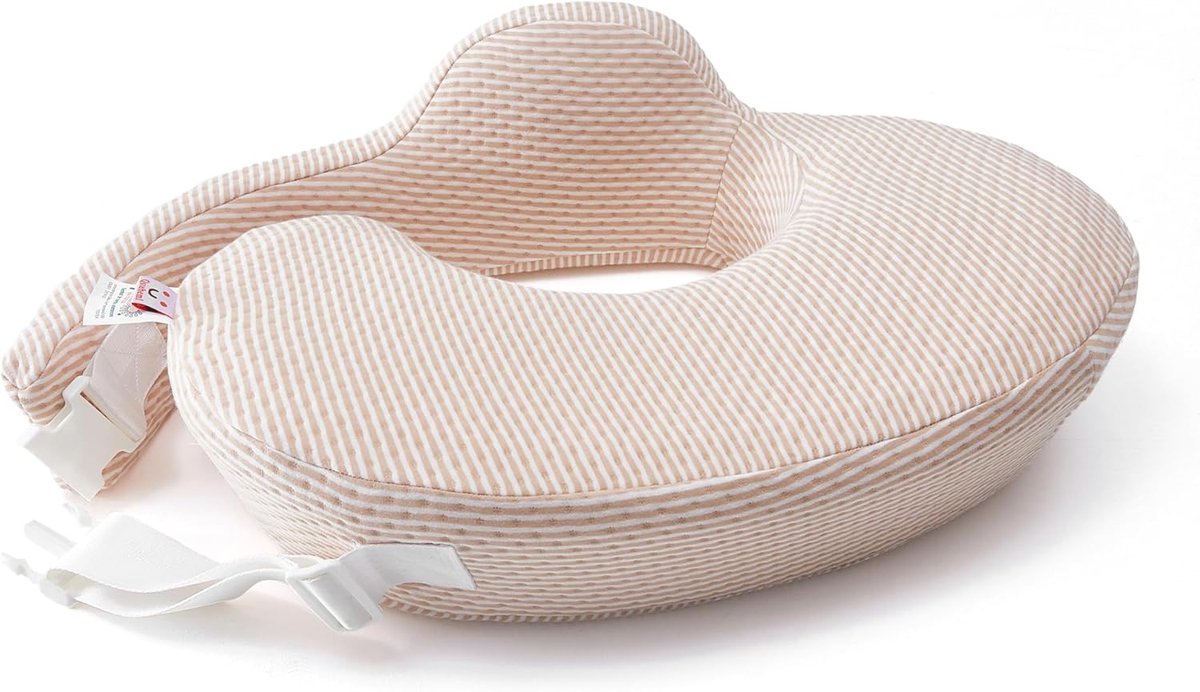 Voedingskussen - Baby kussen - Comfortabel voeden - Verstelbare band - 66x44 cm - Beige