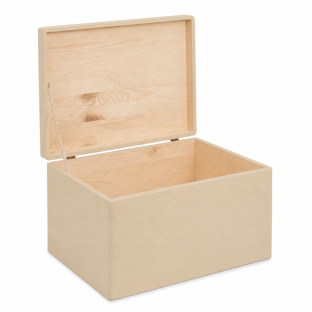 HAUDT® Houten kist KIM MAXI Zand met klepdeksel - 39,5 x 29,5 x 23 cm - opbergkist zonder handvatten - volledig gesloten